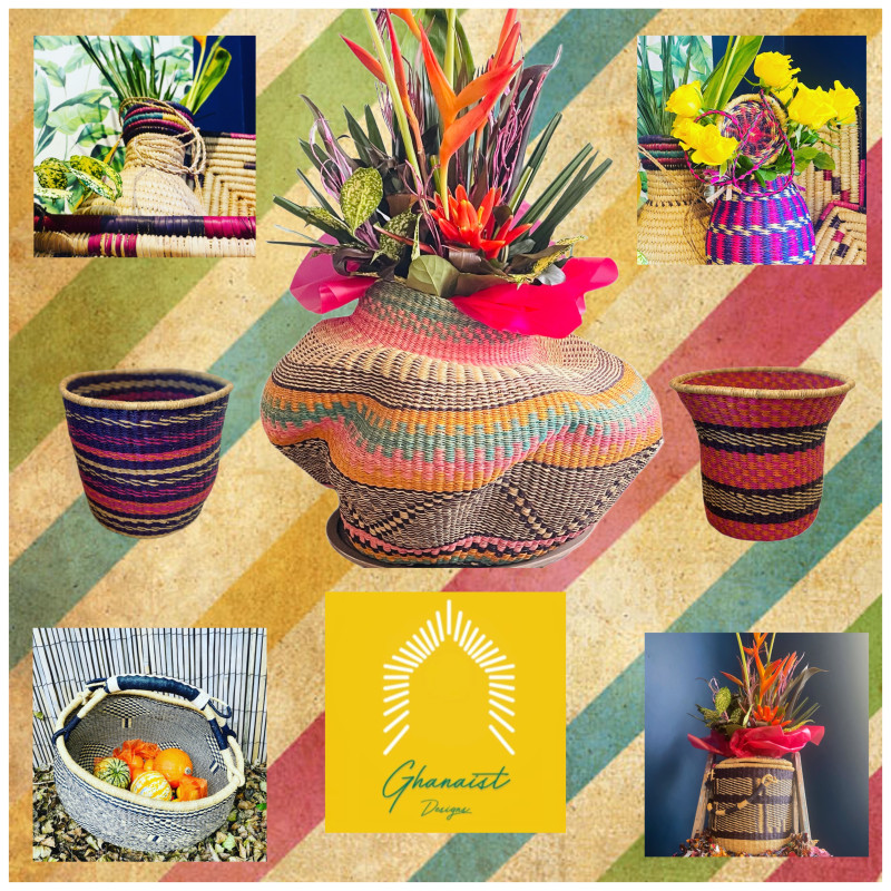 Bolga Handcrafted  Wave Basket Vase