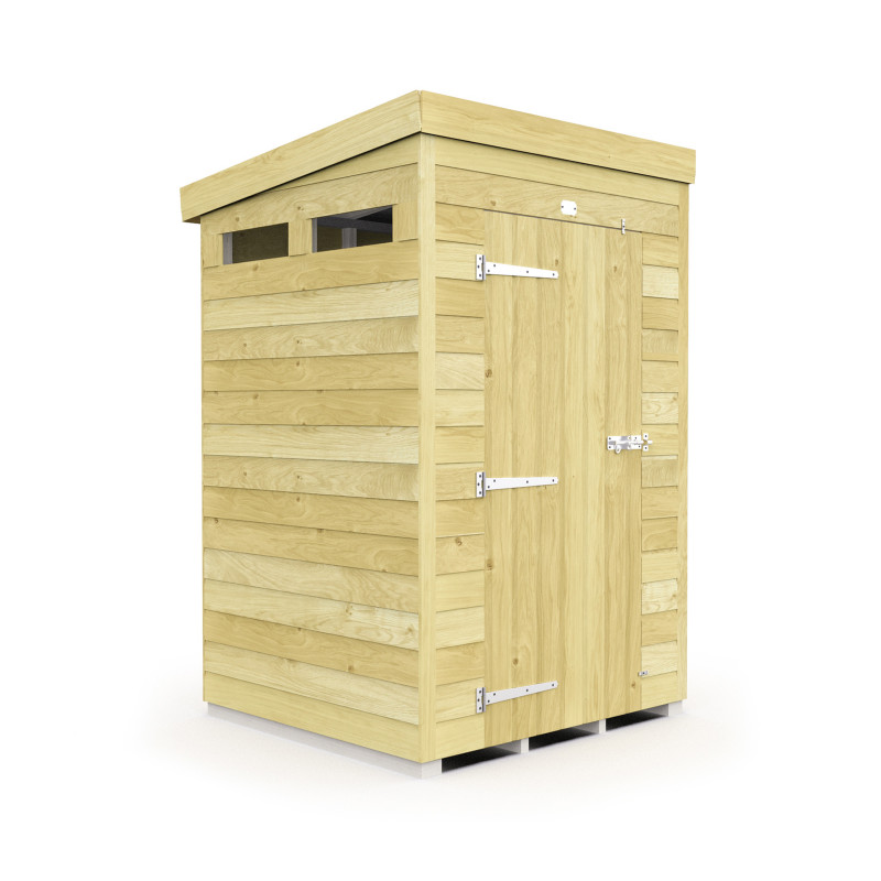 4x4ft single door Pent security sheds